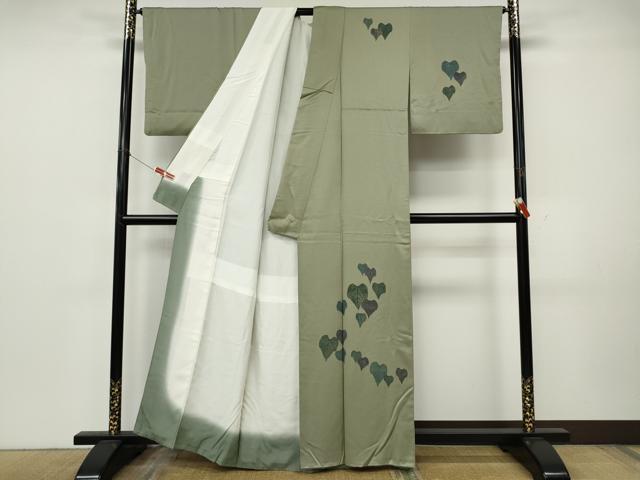 平和屋着物●山岡古都・古都染人　染織美術品　訪問着　舞葉文　正絹　逸品　CABK8184ut