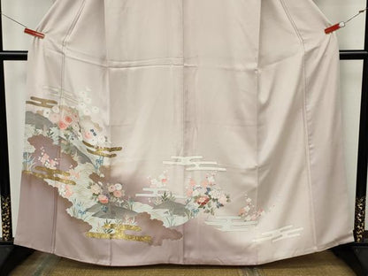 平和屋着物●訪問着　エ霞枝花文　暈し染め　金銀彩　正絹　逸品　CABK8188ut