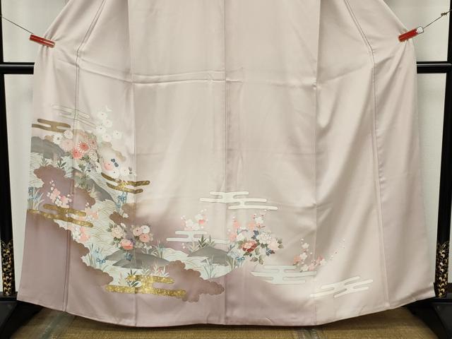 平和屋着物●訪問着　エ霞枝花文　暈し染め　金銀彩　正絹　逸品　CABK8188ut