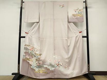 平和屋着物●訪問着　エ霞枝花文　暈し染め　金銀彩　正絹　逸品　CABK8188ut