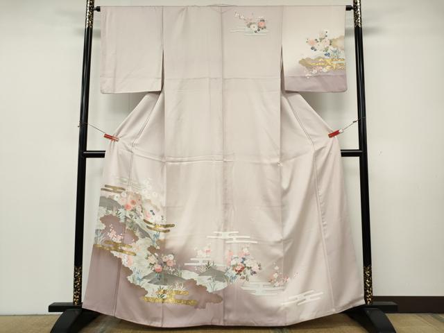 平和屋着物●訪問着　エ霞枝花文　暈し染め　金銀彩　正絹　逸品　CABK8188ut