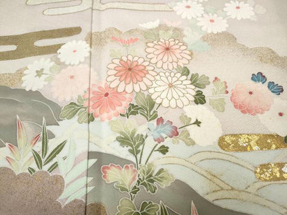 平和屋着物●訪問着　エ霞枝花文　暈し染め　金銀彩　正絹　逸品　CABK8188ut