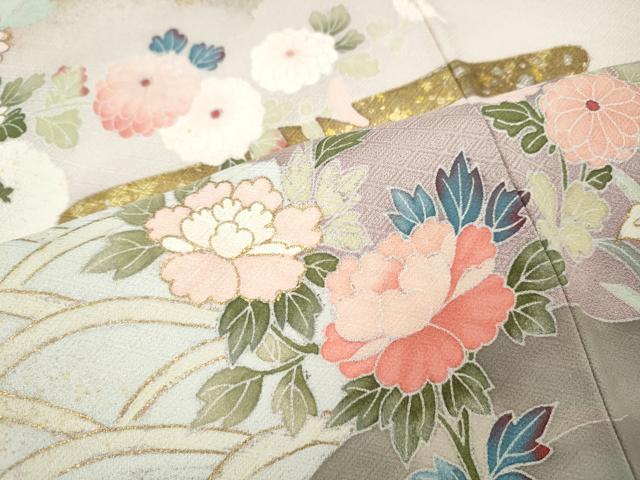 平和屋着物●訪問着　エ霞枝花文　暈し染め　金銀彩　正絹　逸品　CABK8188ut
