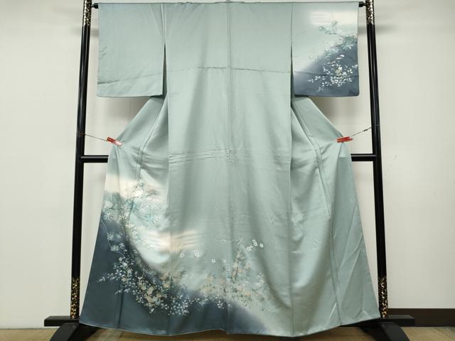 平和屋着物●訪問着　草花文　暈し染め　金銀彩　正絹　逸品　CABK8189ut