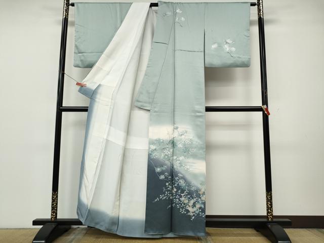 平和屋着物●訪問着　草花文　暈し染め　金銀彩　正絹　逸品　CABK8189ut