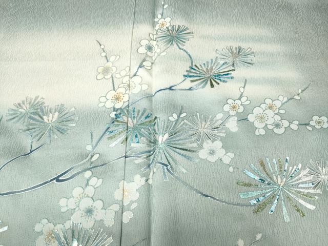 平和屋着物●訪問着　草花文　暈し染め　金銀彩　正絹　逸品　CABK8189ut