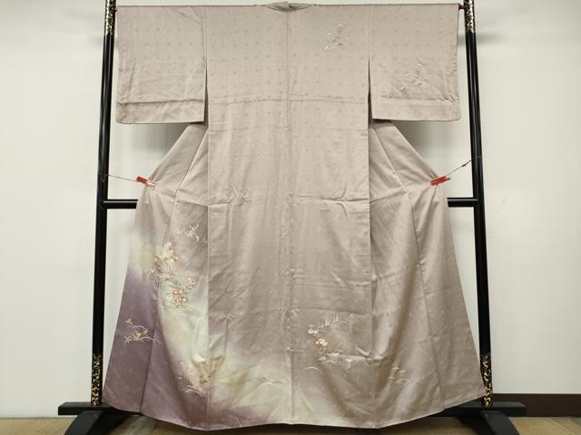 平和屋着物●訪問着　風景草花文　暈し染め　金彩　正絹　逸品　CABK8197ut