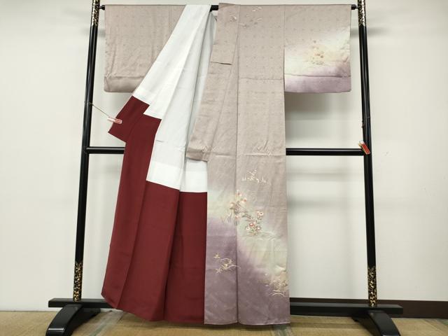 平和屋着物●訪問着　風景草花文　暈し染め　金彩　正絹　逸品　CABK8197ut