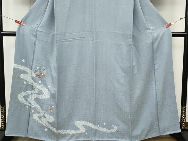 平和屋着物●訪問着　絞り　刺繍　打ち出の小槌　流水草花文　金彩　正絹　逸品　CABK8198ut