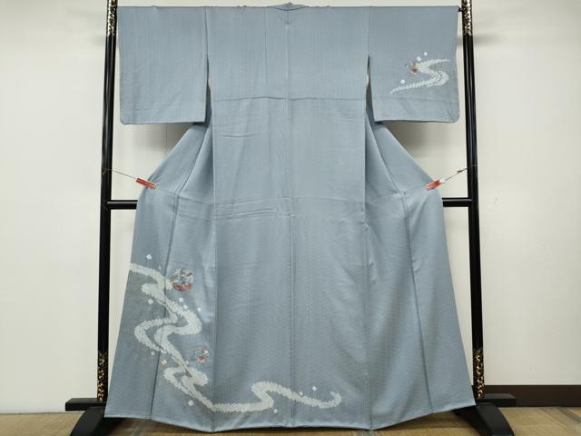 平和屋着物●訪問着　絞り　刺繍　打ち出の小槌　流水草花文　金彩　正絹　逸品　CABK8198ut