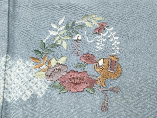 平和屋着物●訪問着　絞り　刺繍　打ち出の小槌　流水草花文　金彩　正絹　逸品　CABK8198ut
