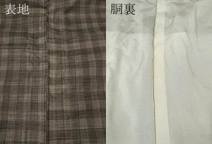 平和屋着物▼本場大島紬　9マルキ　格子柄　正絹　逸品　CABK8199ut