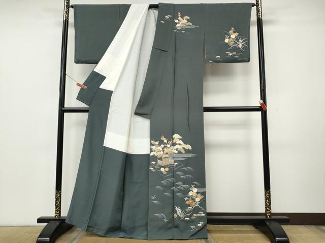 平和屋着物●訪問着　草花文　金彩　正絹　逸品　CABK8200ut