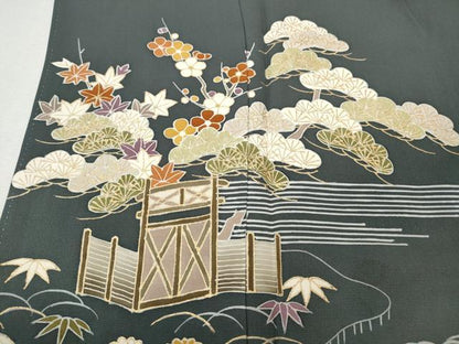 平和屋着物●訪問着　草花文　金彩　正絹　逸品　CABK8200ut