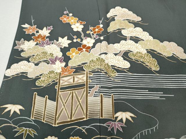 平和屋着物●訪問着　草花文　金彩　正絹　逸品　CABK8200ut