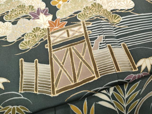 平和屋着物●訪問着　草花文　金彩　正絹　逸品　CABK8200ut