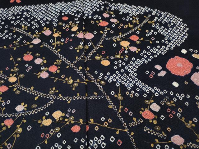 平和屋着物●訪問着　総絞り　流水草花文　金彩　正絹　逸品　CABK8202ut