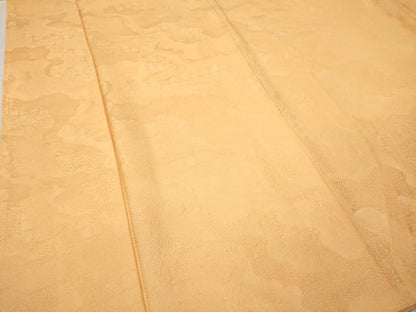 平和屋着物●上質な色無地　道長花地紋　萱草色　正絹　逸品　未使用　CABK8204ut