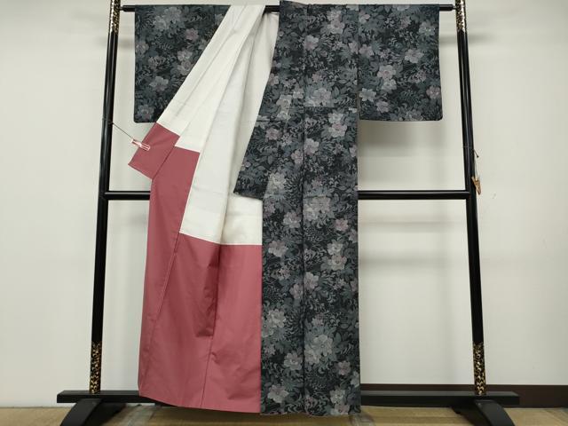 平和屋着物●本場染大島紬　吉祥花文　正絹　逸品　CABK8209ut