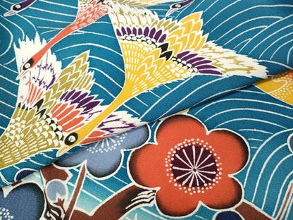 平和屋着物●豪華振袖　型染め　船飛鶴枝梅文　暈し染め　正絹　逸品　CABK8210ut