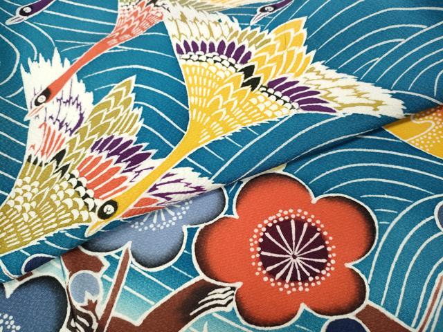 平和屋着物●豪華振袖　型染め　船飛鶴枝梅文　暈し染め　正絹　逸品　CABK8210ut