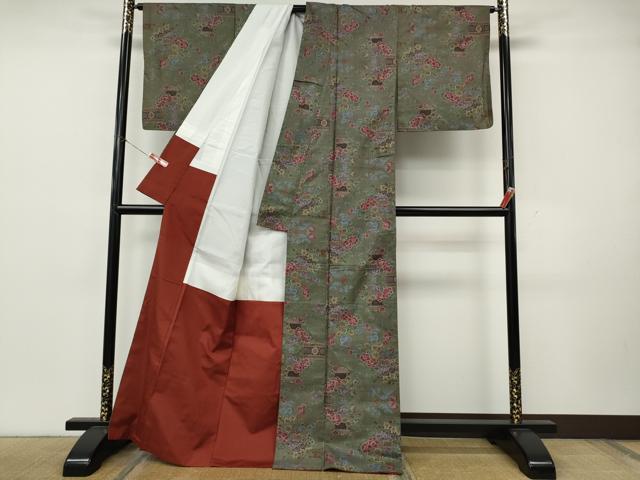 平和屋着物●本場大島紬　7マルキ　竹垣花文　正絹　逸品　CABK8213ut