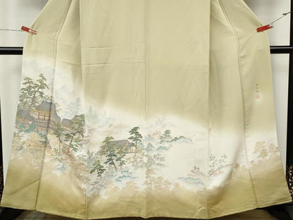 平和屋着物●豪華色留袖　作家物　寿光織　風景草花文　金糸　正絹　逸品　CABK8215ut