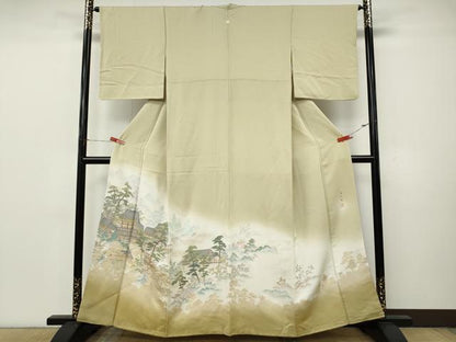 平和屋着物●豪華色留袖　作家物　寿光織　風景草花文　金糸　正絹　逸品　CABK8215ut