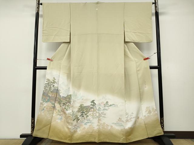 平和屋着物●豪華色留袖　作家物　寿光織　風景草花文　金糸　正絹　逸品　CABK8215ut
