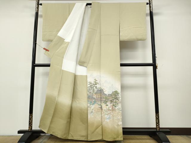 平和屋着物●豪華色留袖　作家物　寿光織　風景草花文　金糸　正絹　逸品　CABK8215ut