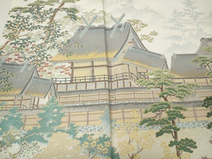 平和屋着物●豪華色留袖　作家物　寿光織　風景草花文　金糸　正絹　逸品　CABK8215ut