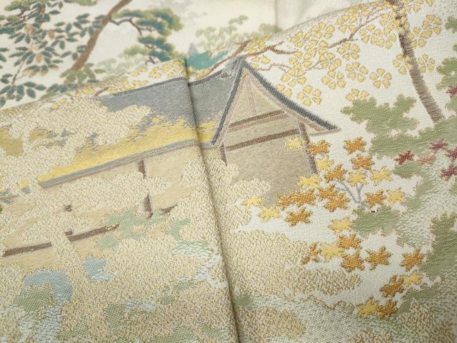 平和屋着物●豪華色留袖　作家物　寿光織　風景草花文　金糸　正絹　逸品　CABK8215ut
