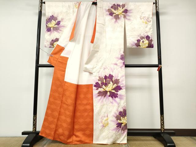 平和屋着物●訪問着　駒刺繍　舞花文　暈し染め　金彩　松坂屋扱い　正絹　逸品　CABK8219ut