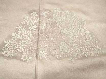平和屋着物●中国三大刺繍　相良刺繍　総刺繍　訪問着　草花文　正絹　逸品　CABK8220ut