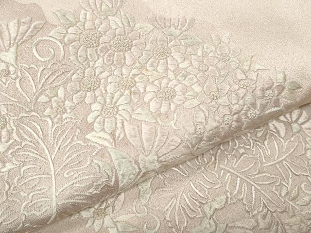 平和屋着物●中国三大刺繍　相良刺繍　総刺繍　訪問着　草花文　正絹　逸品　CABK8220ut