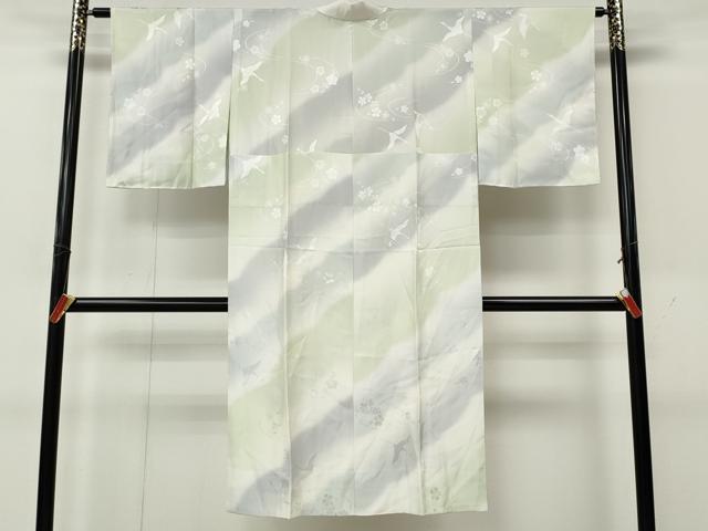 平和屋着物●長襦袢　無双仕立て　飛鶴舞花地紋　暈し染め　正絹　逸品　CABK8221ut