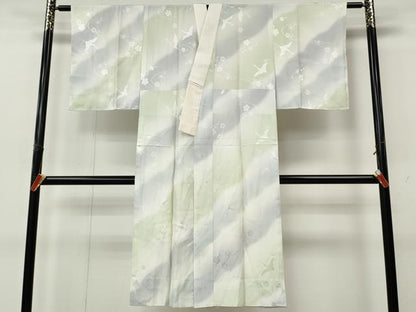 平和屋着物●長襦袢　無双仕立て　飛鶴舞花地紋　暈し染め　正絹　逸品　CABK8221ut