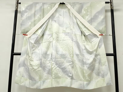 平和屋着物●長襦袢　無双仕立て　飛鶴舞花地紋　暈し染め　正絹　逸品　CABK8221ut