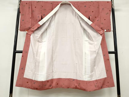 平和屋着物●長襦袢　袷　舞花こぼれ松葉文　金彩　正絹　逸品　未使用　CABK8228ut