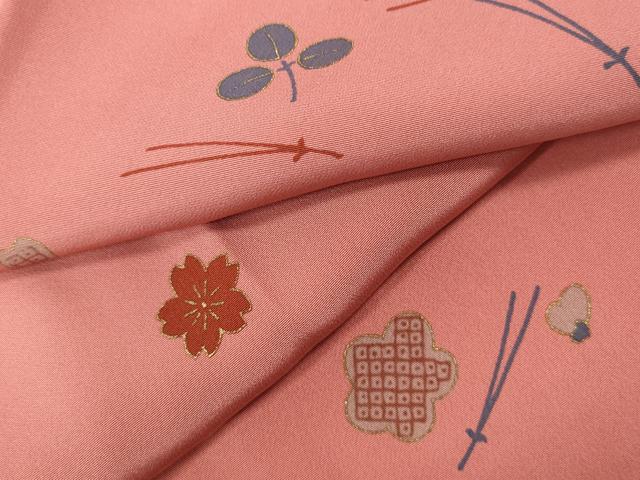 平和屋着物●長襦袢　袷　舞花こぼれ松葉文　金彩　正絹　逸品　未使用　CABK8228ut
