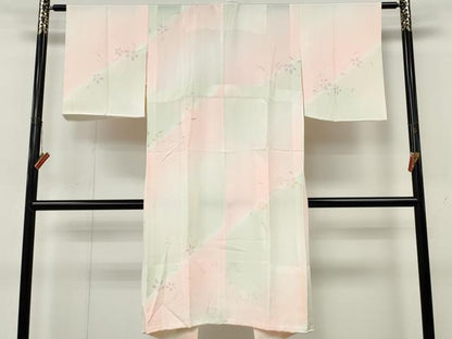 平和屋着物●長襦袢　無双仕立て　手描き　枝花文　暈し染め　正絹　逸品　CABK8229ut