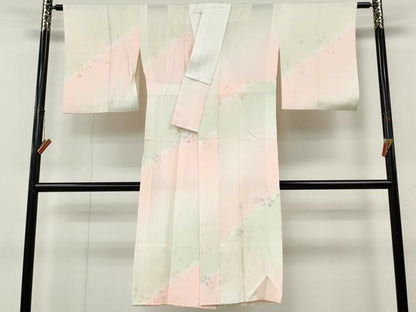 平和屋着物●長襦袢　無双仕立て　手描き　枝花文　暈し染め　正絹　逸品　CABK8229ut