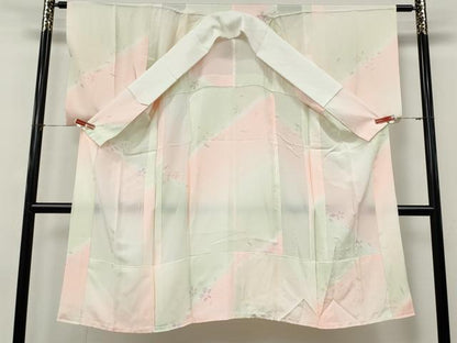 平和屋着物●長襦袢　無双仕立て　手描き　枝花文　暈し染め　正絹　逸品　CABK8229ut