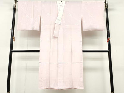 平和屋着物●長襦袢　無双仕立て　流水舞花地紋　薄桜色　半衿刺繍　正絹　逸品　CABK8233ut