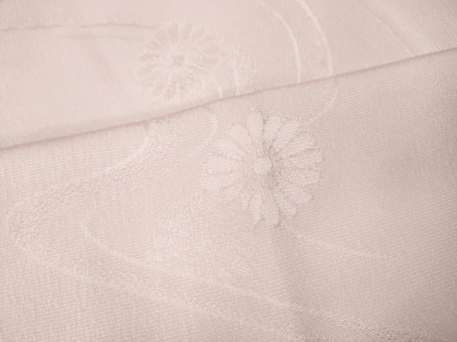 平和屋着物●長襦袢　無双仕立て　流水舞花地紋　薄桜色　半衿刺繍　正絹　逸品　CABK8233ut