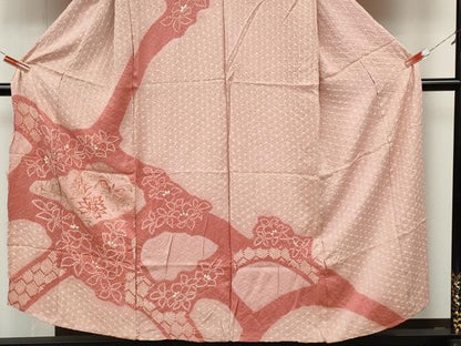 平和屋着物●訪問着　絞り　刺繍　草花文　金彩　仮絵羽　正絹　逸品　未使用　CABK8234ut
