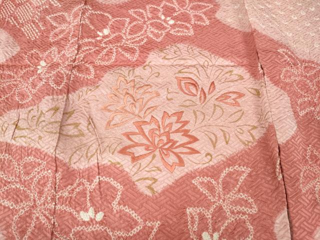 平和屋着物●訪問着　絞り　刺繍　草花文　金彩　仮絵羽　正絹　逸品　未使用　CABK8234ut