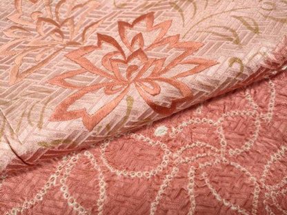 平和屋着物●訪問着　絞り　刺繍　草花文　金彩　仮絵羽　正絹　逸品　未使用　CABK8234ut
