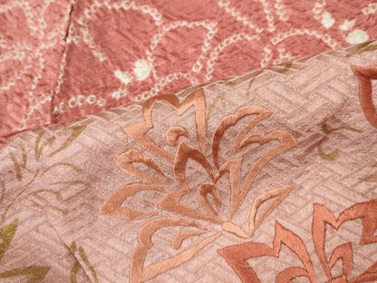平和屋着物●訪問着　絞り　刺繍　草花文　金彩　仮絵羽　正絹　逸品　未使用　CABK8234ut
