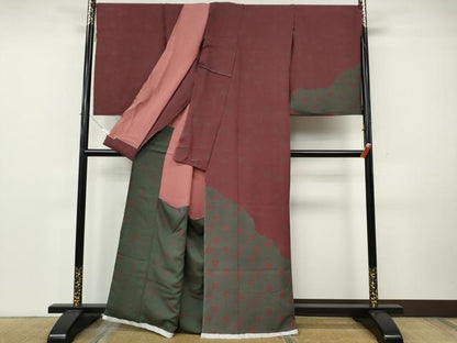 平和屋着物●訪問着　作家物　花唐草文　仮絵羽　正絹　逸品　未使用　CABK8235ut